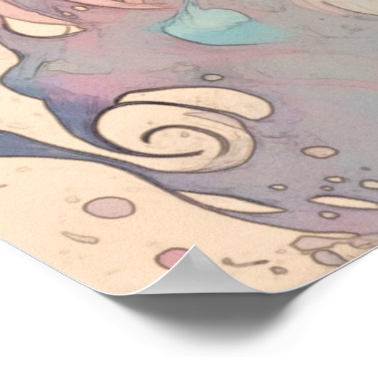 Mystische Vintage Art der Katze Poster (Ecke)