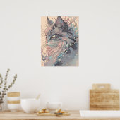 Mystische Vintage Art der Katze Poster (Küche)