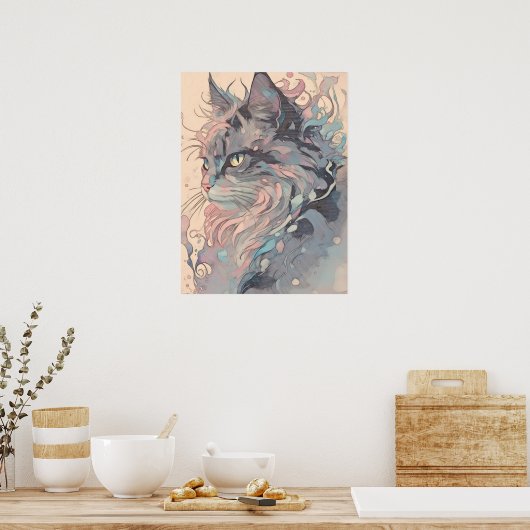 Mystische Vintage Art der Katze Poster (Küche)