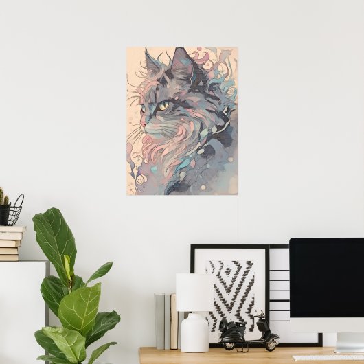 Mystische Vintage Art der Katze Poster (Heimbüro)