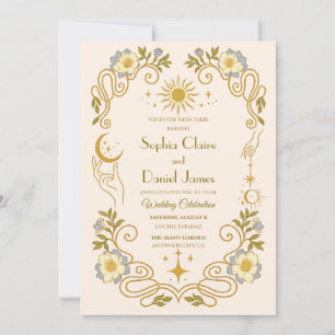 Mystische Vintage-Blumen-Hochzeitseinladung Einladung