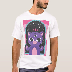 Mystische violette Katze. T-Shirt