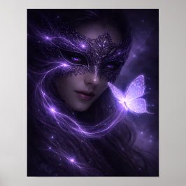 Mystische Violette Maskerade Schmetterling Fantasi Poster
