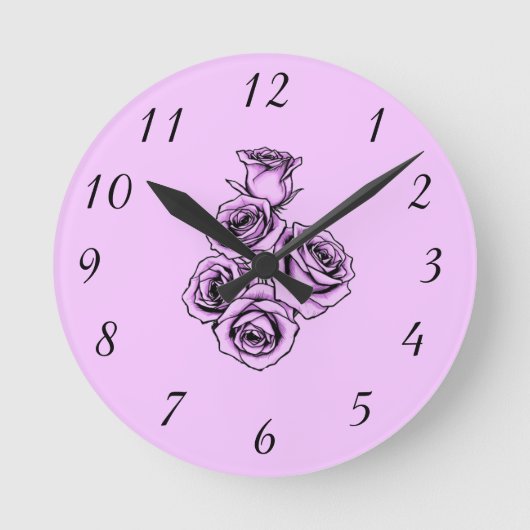 Mystische Violette Rose Runde Wanduhr (Vorderseite)