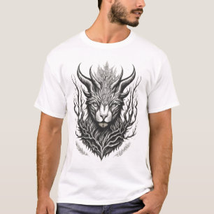 Mystische Wälder: Kontur von Schwarz und Weiß T-Shirt