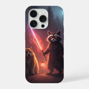 Mystische Waldkampf-Tierkunst iPhone 15 Pro Hülle