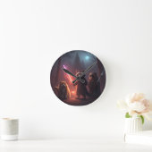 Mystische Waldkampf-Tierkunst Runde Wanduhr (Zuhause)