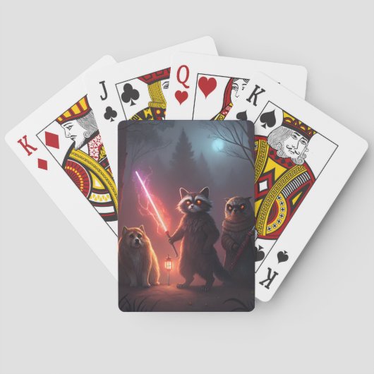 Mystische Waldkampf-Tierkunst Spielkarten (Rückseite)