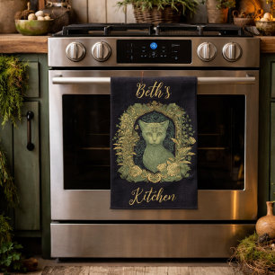 Mystische Waldkatze - Personalisiertes Wald Geschirrtuch