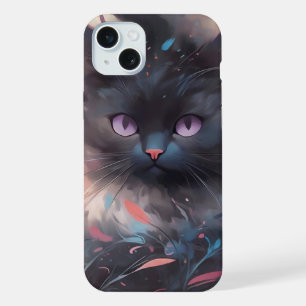 Mystische Wasserfarbe Schwarze Katze Süße Katze iPhone 15 Plus Hülle