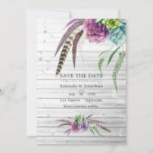 Mystische Wasserfarbensukkulente Bohemische Hochze Save The Date (Vorderseite)