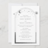 Mystische Weiße Silver Sun Moon Astronomie Raum Einladung (Vorderseite)