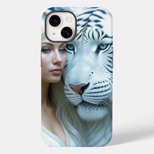 Mystische Weiße Tiger und Frauen Case-Mate iPhone Hülle (Rückseite)