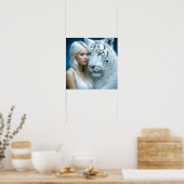 Mystische Weiße Tiger und Frauen Poster (Küche)