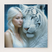 Mystische Weiße Tiger und Frauen Puzzle (Vertikal)