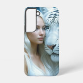 Mystische Weiße Tiger und Frauen Samsung Galaxy Hülle (Rückseite)