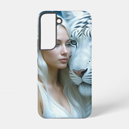 Mystische Weiße Tiger und Frauen Samsung Galaxy Hülle (Rückseite)