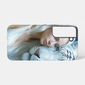 Mystische Weiße Tiger und Frauen Samsung Galaxy Hülle (Rückseite (Horizontal))