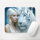 Mystische Weiße Tiger und magische Frauen Mousepad (Mit Mouse)