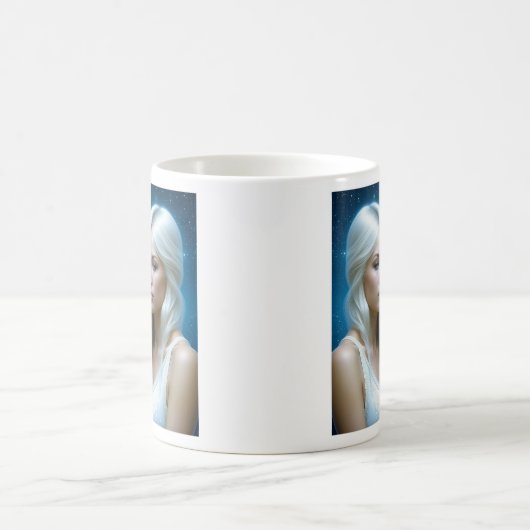 Mystische Weiße Tiger und schöne Frau Kaffeetasse (Mittel)