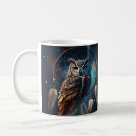 Mystische Weltraum-Eule mit Dreamcatcher-Kunst     Kaffeetasse