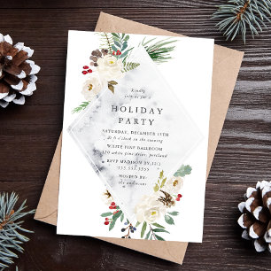 Mystische Winter-Blumen-Feierparty Einladung
