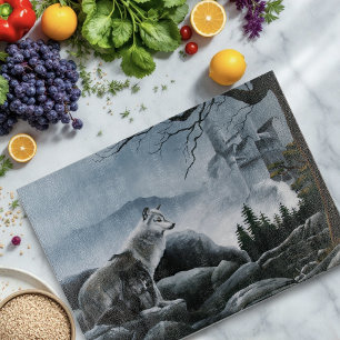Mystische Wölfe bewachen Fantasy-Wildtier-Schloss Schneidebrett