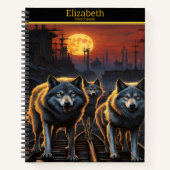 Mystische Wölfe heulen unter einem glühenden Mond Notizblock (Vorderseite)