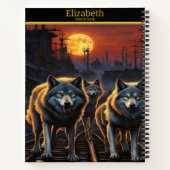 Mystische Wölfe heulen unter einem glühenden Mond Notizblock (Rückseite)