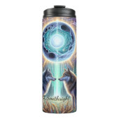 Mystische Wölfe Kosmische Waldverbindung Thermosbecher (Vorderseite)