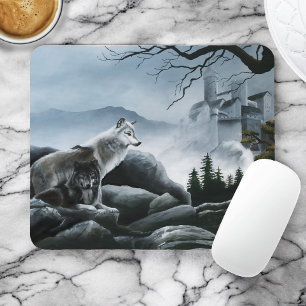 Mystische Wolfswächter Fantasy-Wildnis Schloss Mousepad