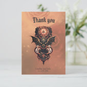 Mystische Zeitreise mit Flügeln, Steampunkuhr. Dankeskarte (Stehend Vorderseite)