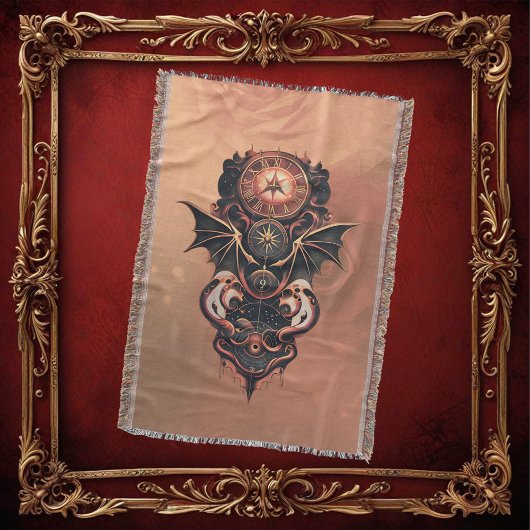 Mystische Zeitreise mit Flügeln, Steampunkuhr. Decke