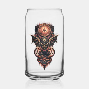 Mystische Zeitreise mit Flügeln, Steampunkuhr. Dosenglas