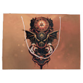 Mystische Zeitreise mit Flügeln, Steampunkuhr. Große Geschenktüte (Rückseite)