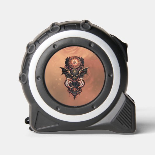 Mystische Zeitreise mit Flügeln, Steampunkuhr. Maßband (Vorderseite)