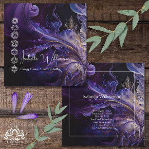 Mystischer Amethyst-Chakras-Reiki-Meditations-Yoga Quadratische Visitenkarte