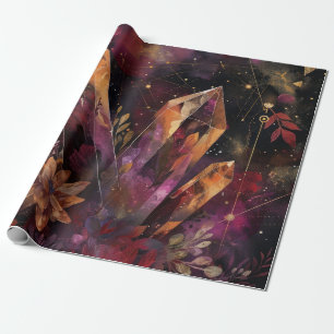 Mystischer Amethyst-Kristall-Blumen-Galaxie-Kunst Geschenkpapier