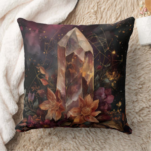 Mystischer Amethyst-Kristall-Blumen-Galaxie-Kunst Kissen