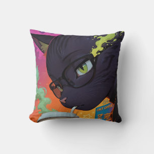 Mystischer Anime-Schwarzer Kater Kissen