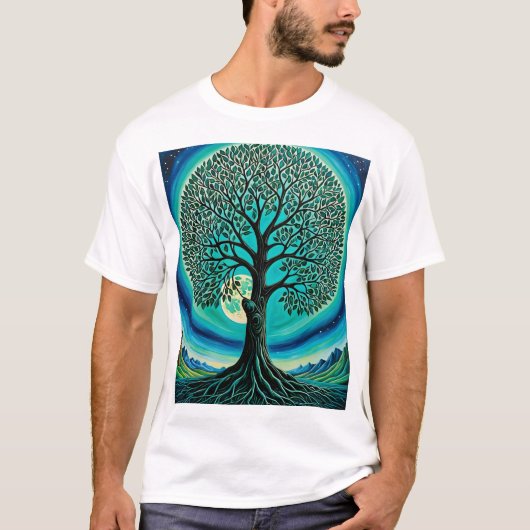 Mystischer Baum des Lebens Moonlit T - Shirt (Vorderseite)