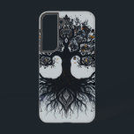 Mystischer Baum des Lebens S22 - harter Fall Samsung Galaxy Hülle<br><div class="desc">Trage alte Weisheit und mystische Schönheit mit dir, wohin du auch gehst. Dieses atemberaubende Handy-Gehäuse zeigt eine dunkle, stilisierte Abbildung des Baumes des Lebens, seine ausgedehnten Wurzeln und Äste reichen über einen subtilen grauen Hintergrund mit verstreuten, leuchtenden orangen und gelben Elementen. Dieses Design, das die Themen Gleichgewicht, Vernetztheit und die...</div>