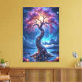 Mystischer Baum des Lebens und Himmelsgarten Leinwanddruck (Insitu (Wohnzimmer))