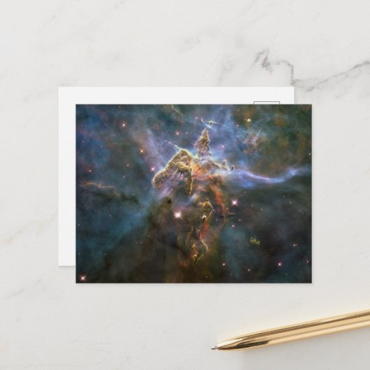 Mystischer Berg in Carina Nebula Hubble Space Postkarte (Vorderseite/Rückseite Beispiel)