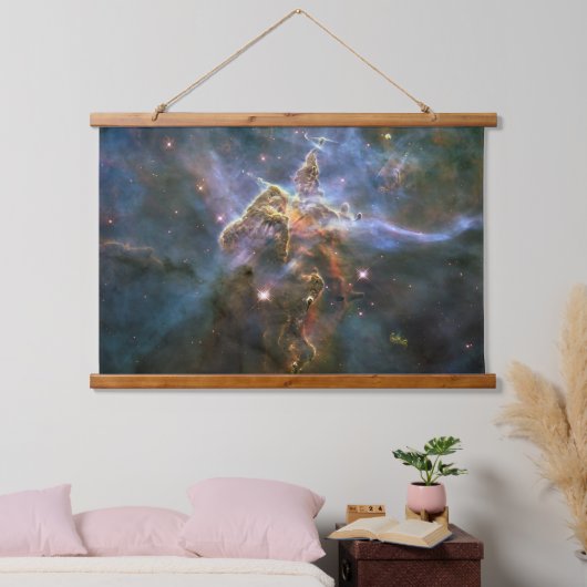 Mystischer Berg in Carina Nebula Hubble Space Wandteppich Mit Holzrahmen (Schlafzimmer)