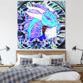 Mystischer blauer Drache mit Hörnern Leinwanddruck (Insitu (Schlafzimmer))