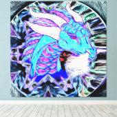 Mystischer blauer Drache mit Hörnern Leinwanddruck (Insitu (Holzboden))