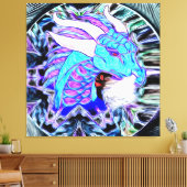 Mystischer blauer Drache mit Hörnern Leinwanddruck (Insitu (Wohnzimmer))