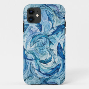 Mystischer blauer Fisch fließt in Harmonie Case-Mate iPhone Hülle
