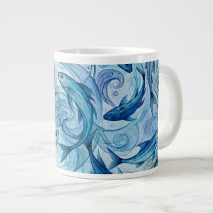 Mystischer blauer Fisch fließt in Harmonie Jumbo-Tasse